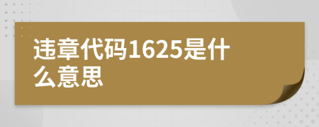 違章代碼1625是什么意思