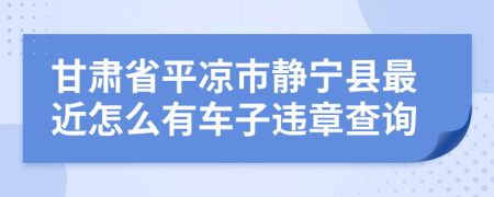 甘肅省平?jīng)鍪徐o寧縣最近怎么有車子違章查詢