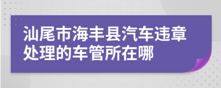 汕尾市海豐縣汽車違章處理的車管所在哪