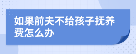 如果前夫不給孩子撫養(yǎng)費(fèi)怎么辦