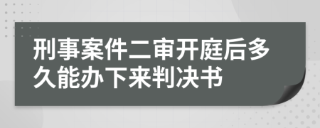 刑事案件二審開庭后多久能辦下來判決書