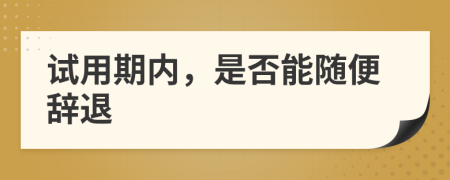 試用期內(nèi)，是否能隨便辭退
