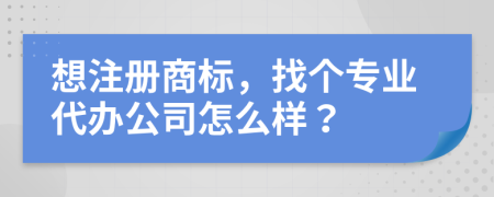想注冊(cè)商標(biāo)，找個(gè)專(zhuān)業(yè)代辦公司怎么樣？