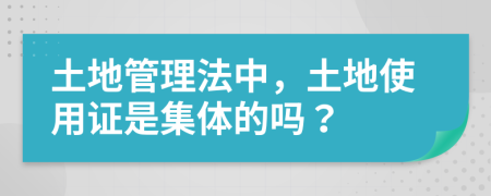 土地管理法中，土地使用證是集體的嗎？