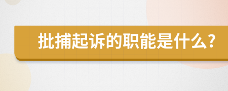 批捕起訴的職能是什么?