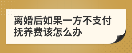 離婚后如果一方不支付撫養(yǎng)費該怎么辦