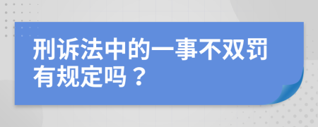 刑訴法中的一事不雙罰有規(guī)定嗎？