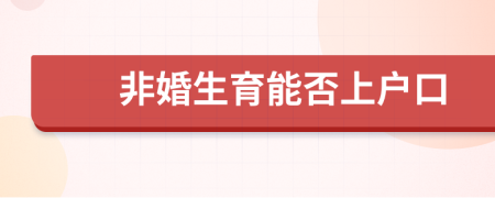 非婚生育能否上戶口