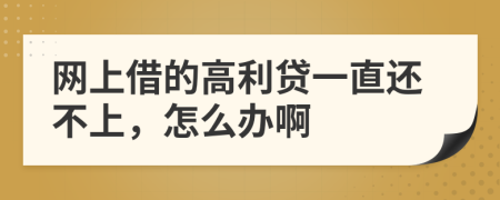 網上借的高利貸一直還不上，怎么辦啊