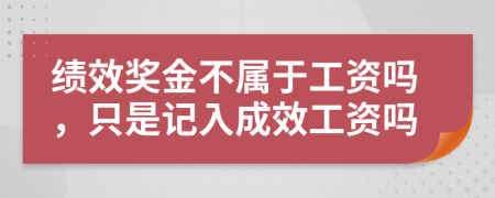 績效獎金不屬于工資嗎，只是記入成效工資嗎