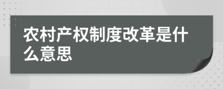 農(nóng)村產(chǎn)權(quán)制度改革是什么意思