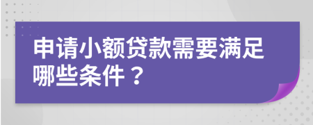 申請(qǐng)小額貸款需要滿足哪些條件？