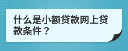 什么是小額貸款網(wǎng)上貸款條件？