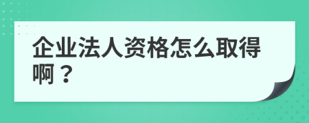 企業(yè)法人資格怎么取得??？