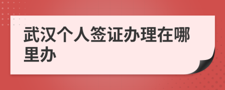 武漢個(gè)人簽證辦理在哪里辦