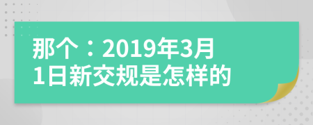 那個：2019年3月1日新交規(guī)是怎樣的