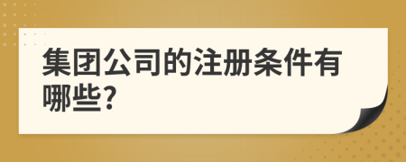 集團公司的注冊條件有哪些?