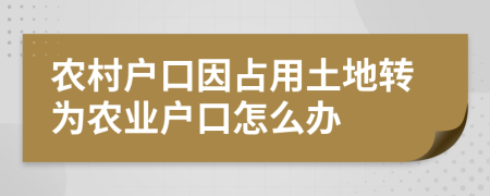 農(nóng)村戶口因占用土地轉(zhuǎn)為農(nóng)業(yè)戶口怎么辦
