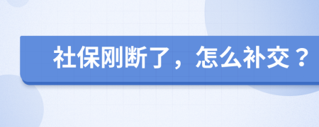 社保剛斷了，怎么補交？