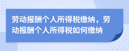 勞動報酬個人所得稅繳納，勞動報酬個人所得稅如何繳納