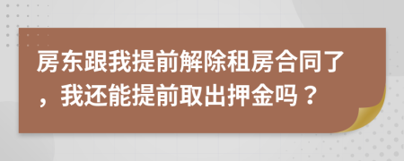 房東跟我提前解除租房合同了，我還能提前取出押金嗎？