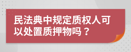 民法典中規(guī)定質(zhì)權(quán)人可以處置質(zhì)押物嗎？