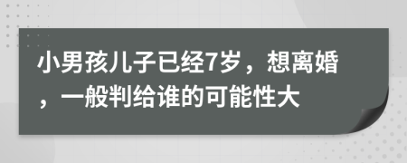 小男孩兒子已經(jīng)7歲，想離婚，一般判給誰的可能性大