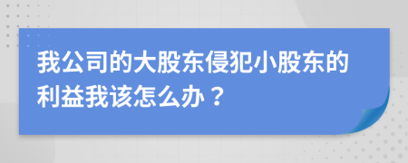 我公司的大股東侵犯小股東的利益我該怎么辦？