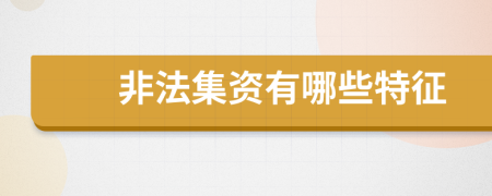 非法集資有哪些特征