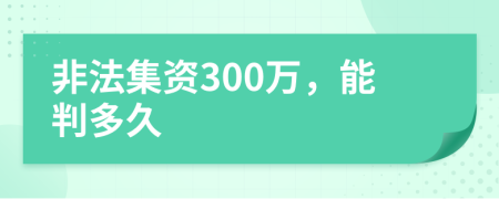 非法集資300萬，能判多久