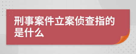 刑事案件立案偵查指的是什么