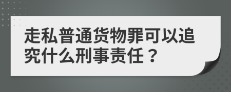 走私普通貨物罪可以追究什么刑事責任？