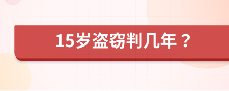 15歲盜竊判幾年？