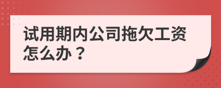 試用期內(nèi)公司拖欠工資怎么辦？