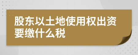 股東以土地使用權(quán)出資要繳什么稅