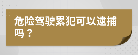 危險(xiǎn)駕駛累犯可以逮捕嗎？