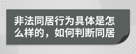 非法同居行為具體是怎么樣的，如何判斷同居