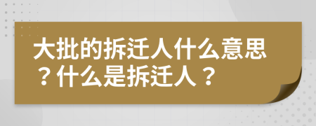 大批的拆遷人什么意思？什么是拆遷人？