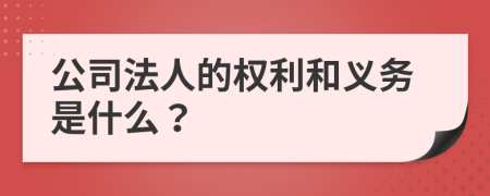 公司法人的權(quán)利和義務(wù)是什么？