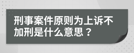 刑事案件原則為上訴不加刑是什么意思？