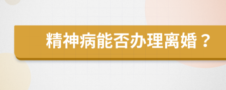 精神病能否辦理離婚？