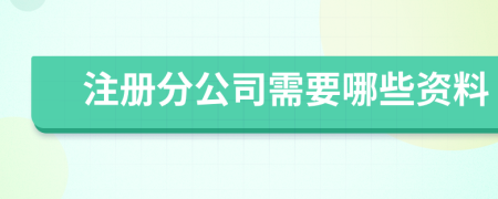注冊分公司需要哪些資料