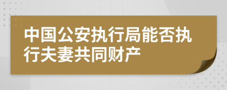 中國公安執(zhí)行局能否執(zhí)行夫妻共同財產(chǎn)