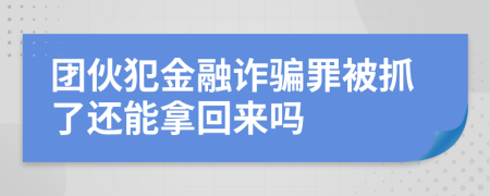 團伙犯金融詐騙罪被抓了還能拿回來嗎