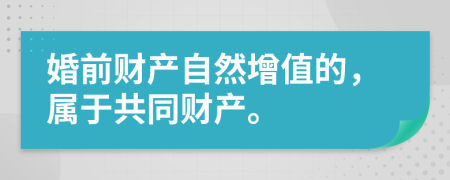 婚前財產(chǎn)自然增值的，屬于共同財產(chǎn)。