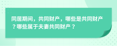 同居期間，共同財(cái)產(chǎn)，哪些是共同財(cái)產(chǎn)？哪些屬于夫妻共同財(cái)產(chǎn)？