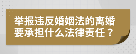 舉報違反婚姻法的離婚要承擔什么法律責任？
