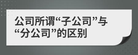 公司所謂“子公司”與“分公司”的區(qū)別