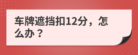 車(chē)牌遮擋扣12分，怎么辦？