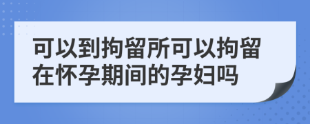 可以到拘留所可以拘留在懷孕期間的孕婦嗎